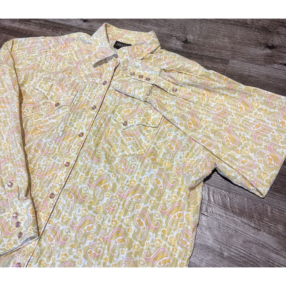 Ariat Pearl Snap Shirt Womens XL Paisley Button Up Long Sleeve Western Cowgirl